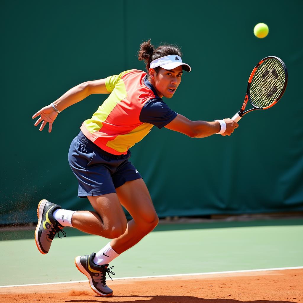 Alcaraz hitting a forehand