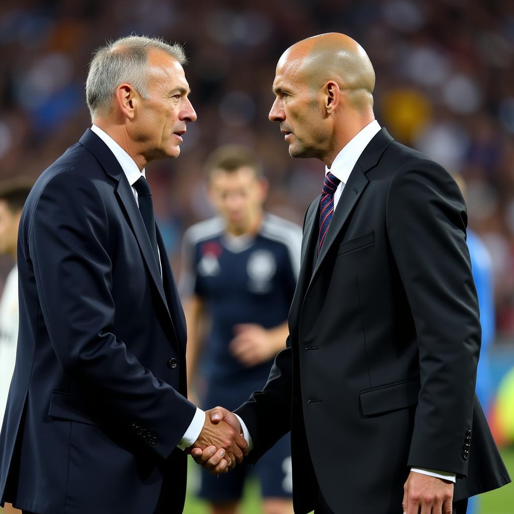 Ancelotti và Zidane trong trận đấu