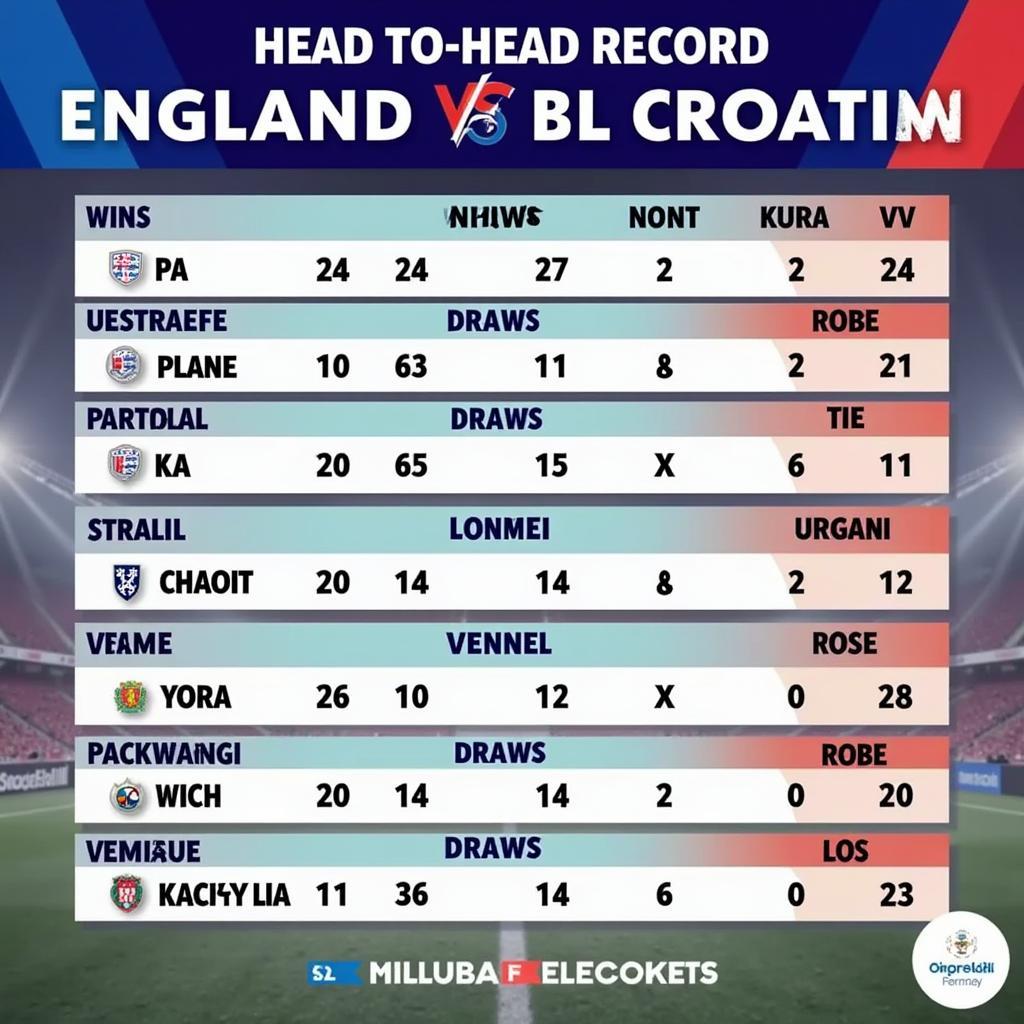 Lịch Sử Đối Đầu Anh vs Croatia