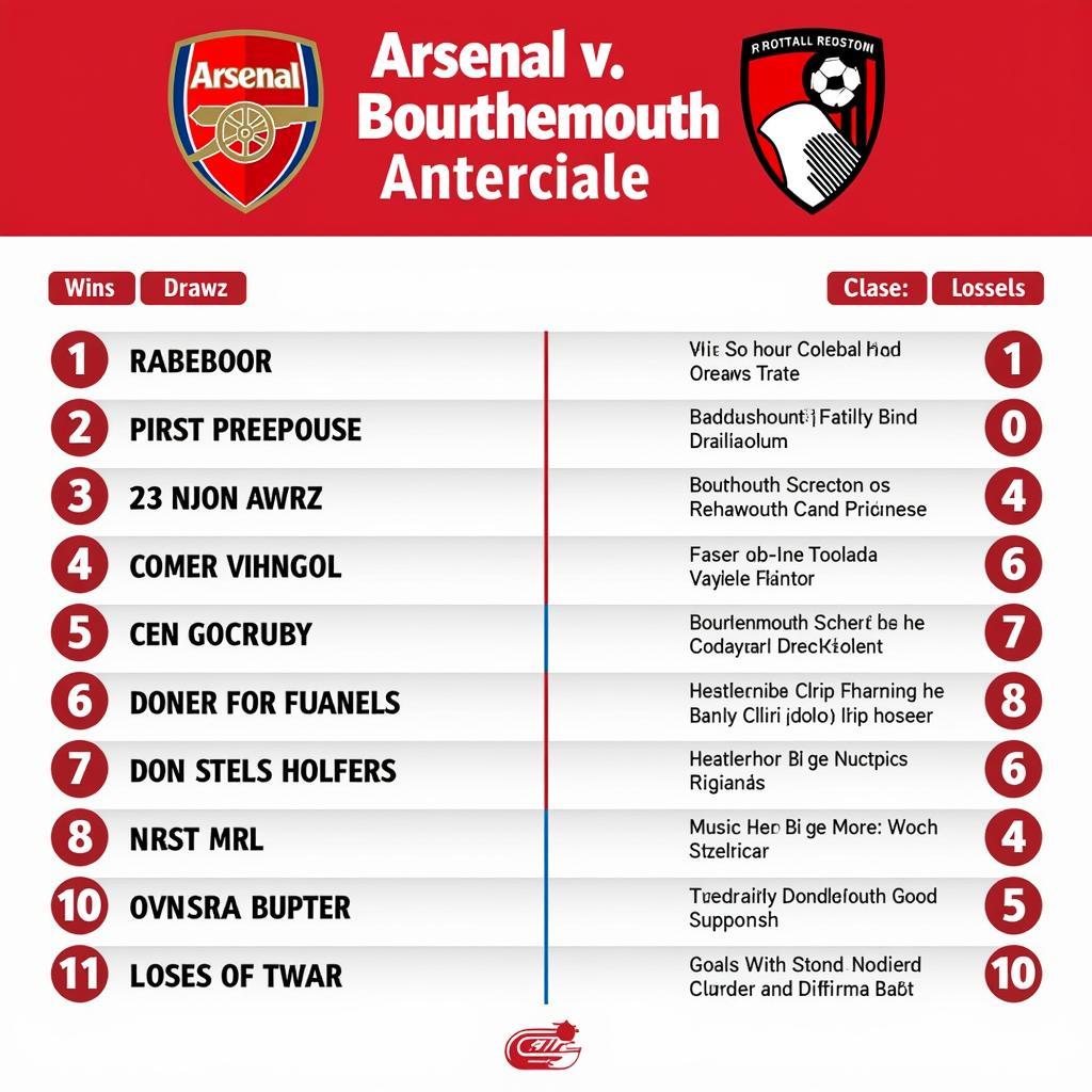 Lịch sử đối đầu Arsenal vs Bournemouth