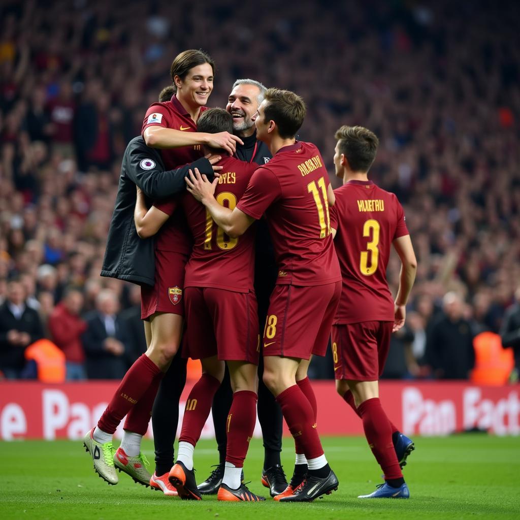 AS Roma ăn mừng chiến thắng