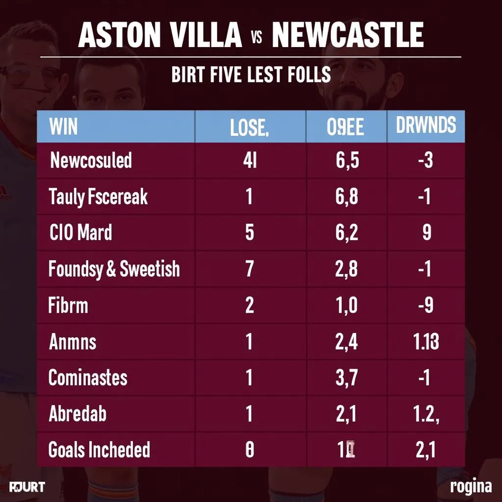 Phong độ gần đây của Aston Villa và Newcastle