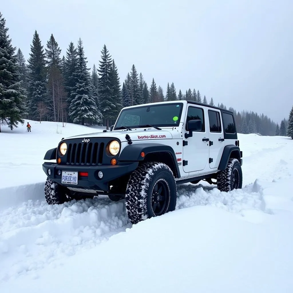 4WD Vehicle Driving in Deep Snow