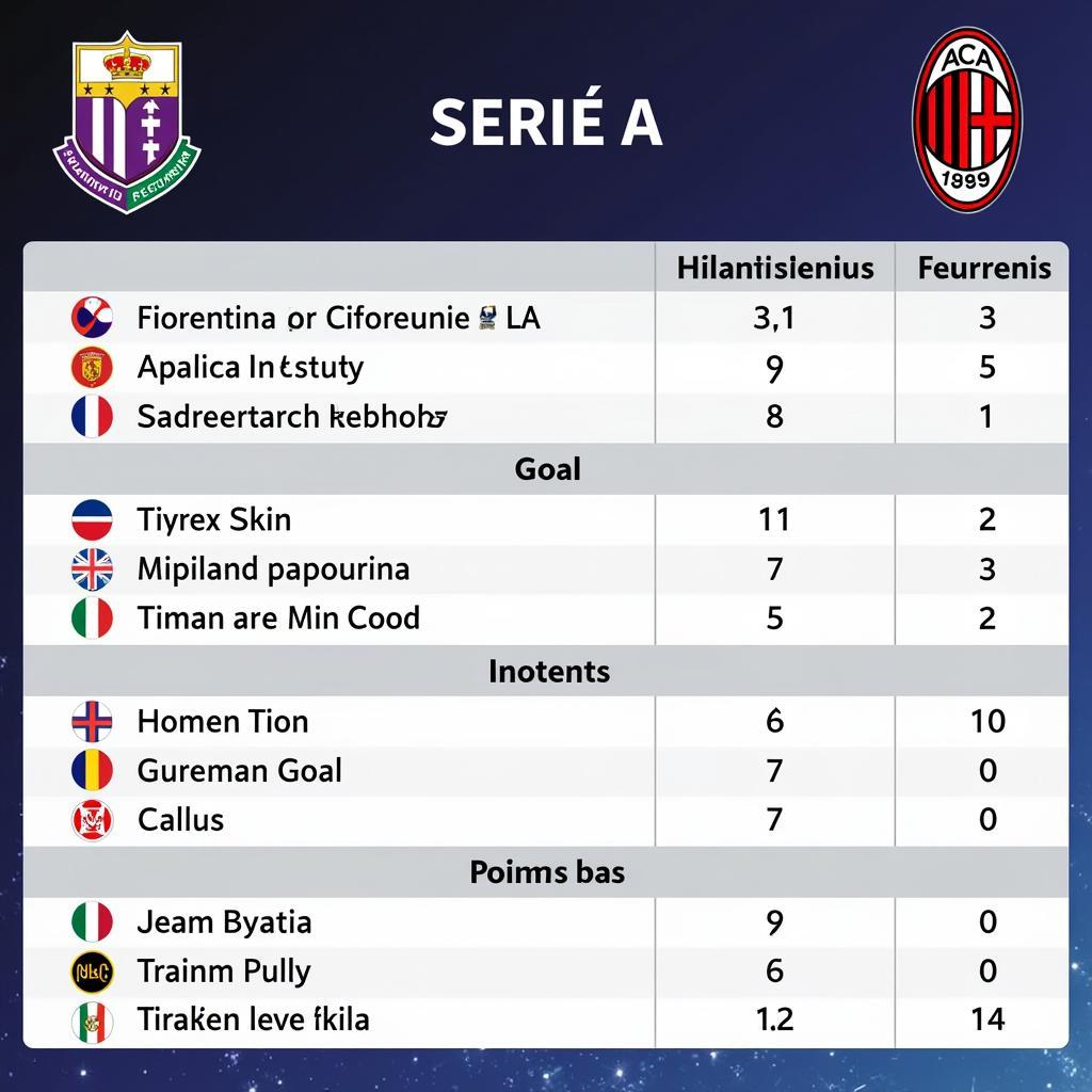 Bảng Xếp Hạng Serie A