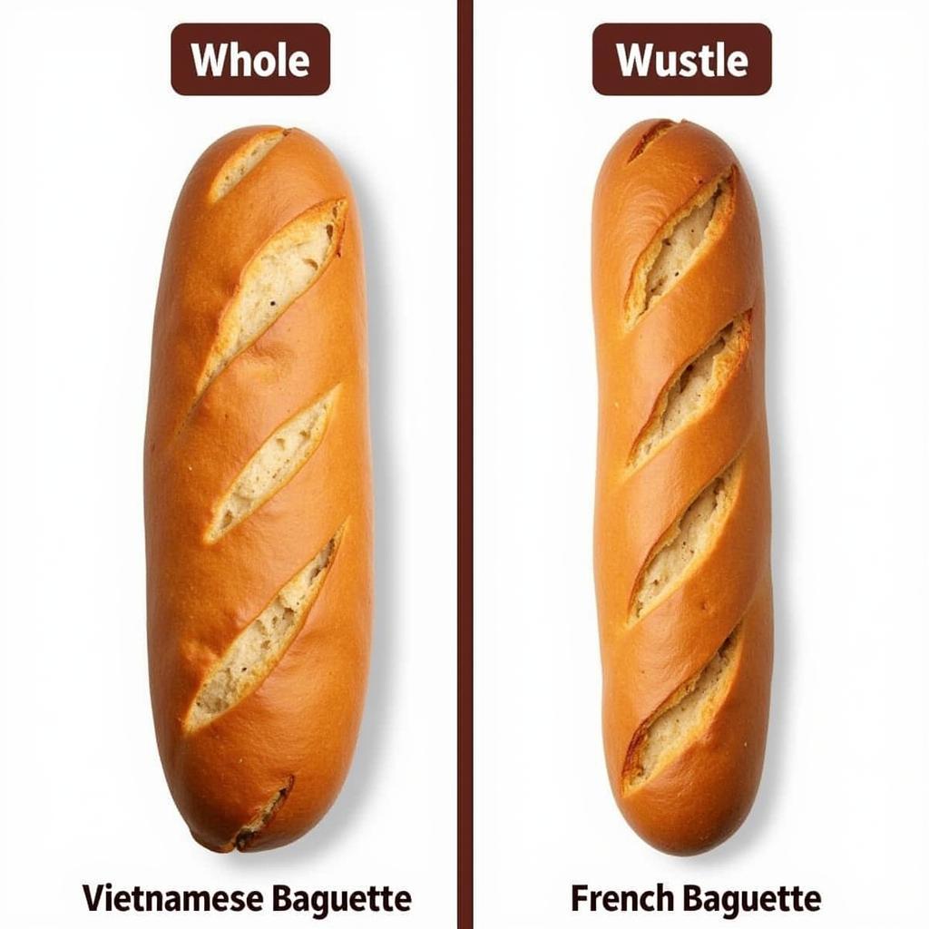 Bánh mì và Baguette đặt cạnh nhau