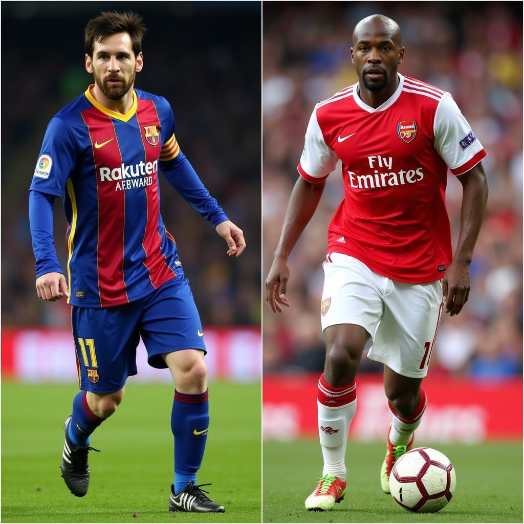 Messi và Henry trong màu áo hai đội bóng