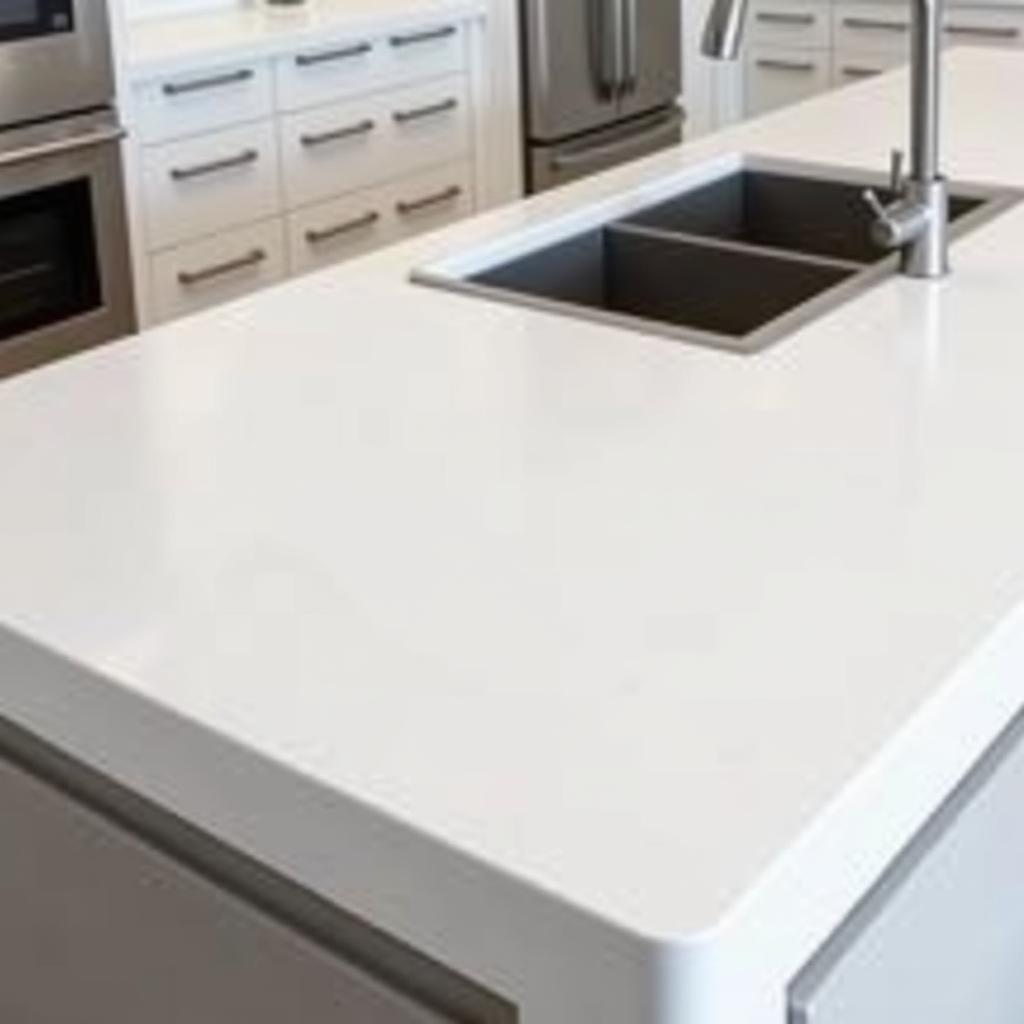 Bề mặt Corian trắng trong nhà bếp