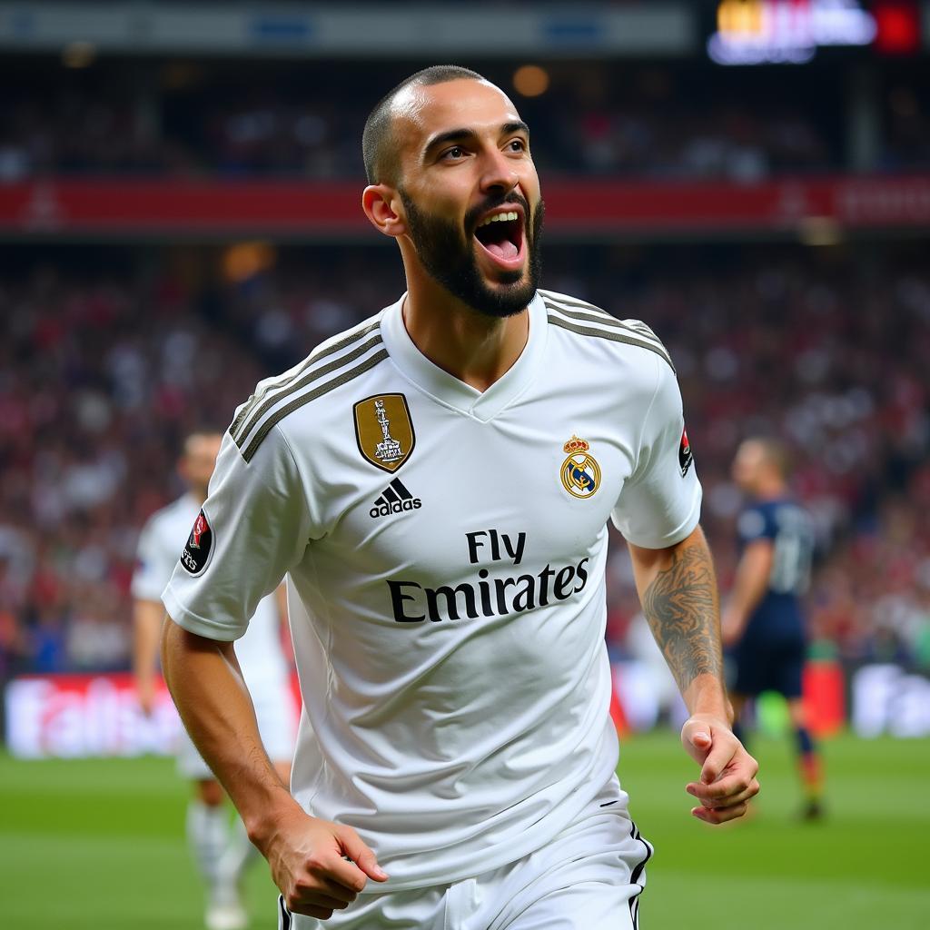 Benzema ăn mừng bàn thắng