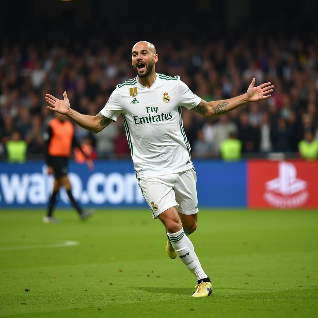 Benzema ăn mừng bàn thắng trong trận đấu Real Madrid vs Betis