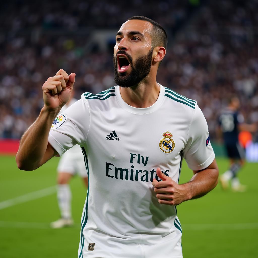 Benzema ăn mừng bàn thắng cho Real Madrid