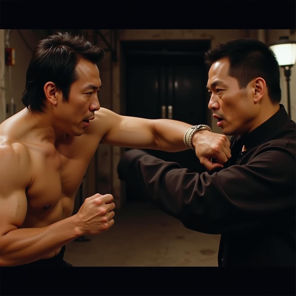 Billy Chow đối đầu Jet Li trong một cảnh phim.