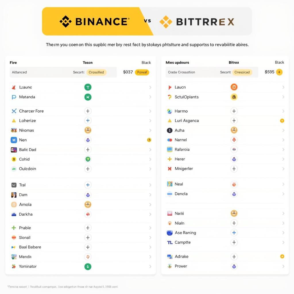 Danh sách các loại tiền điện tử được hỗ trợ trên Binance và Bittrex