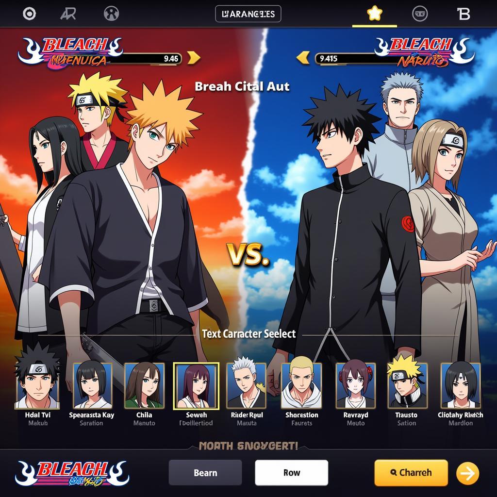 Giao diện game Bleach vs Naruto 3.0 Poki