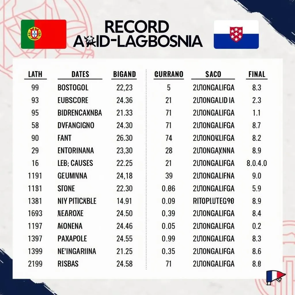 Lịch sử đối đầu Bồ Đào Nha vs Bosnia