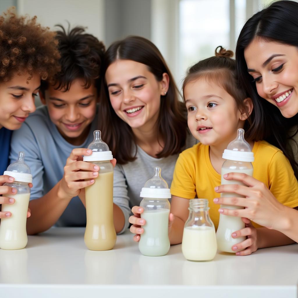 Parents choosing baby bottles