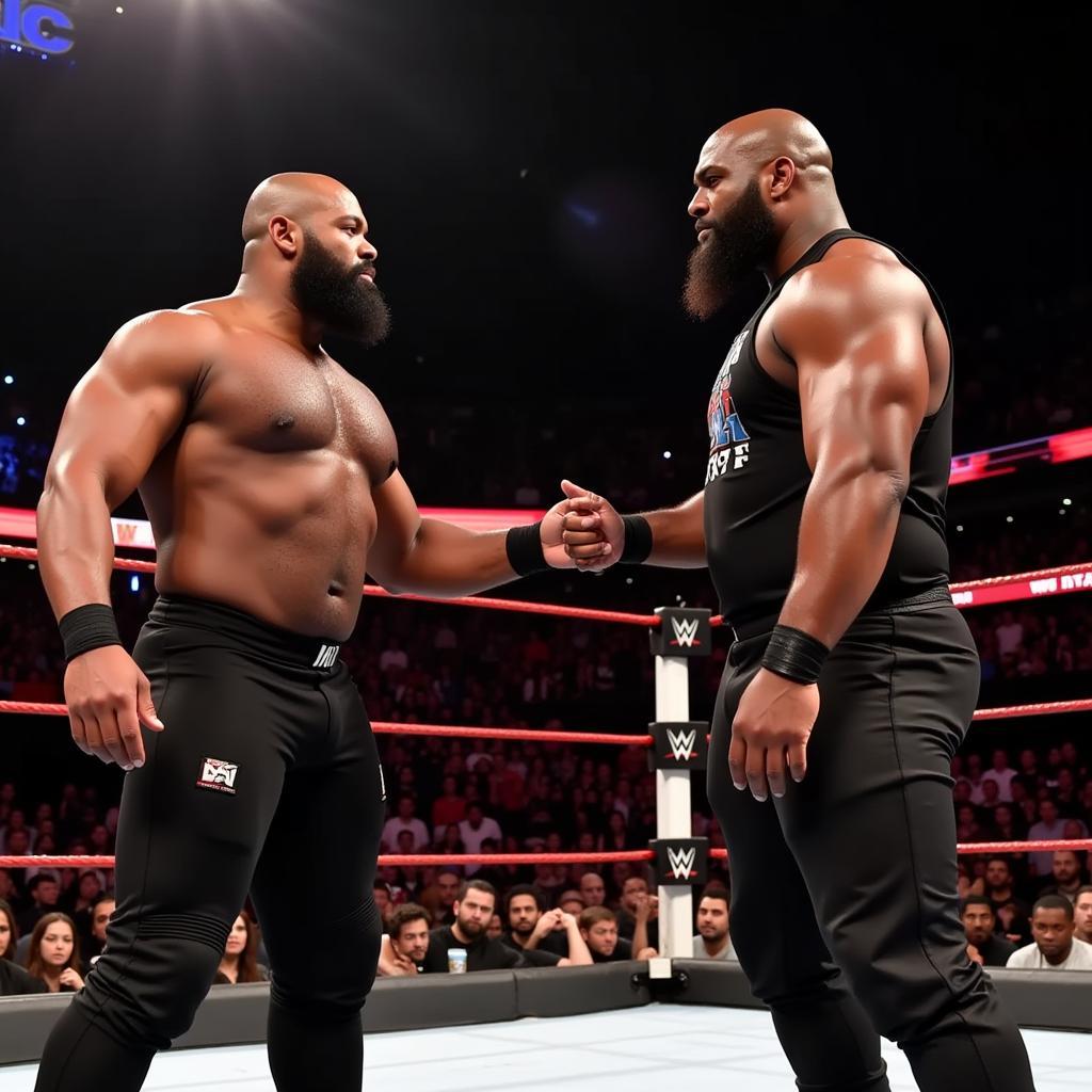 Bobby Lashley và Braun Strowman trong trận đấu đồng đội