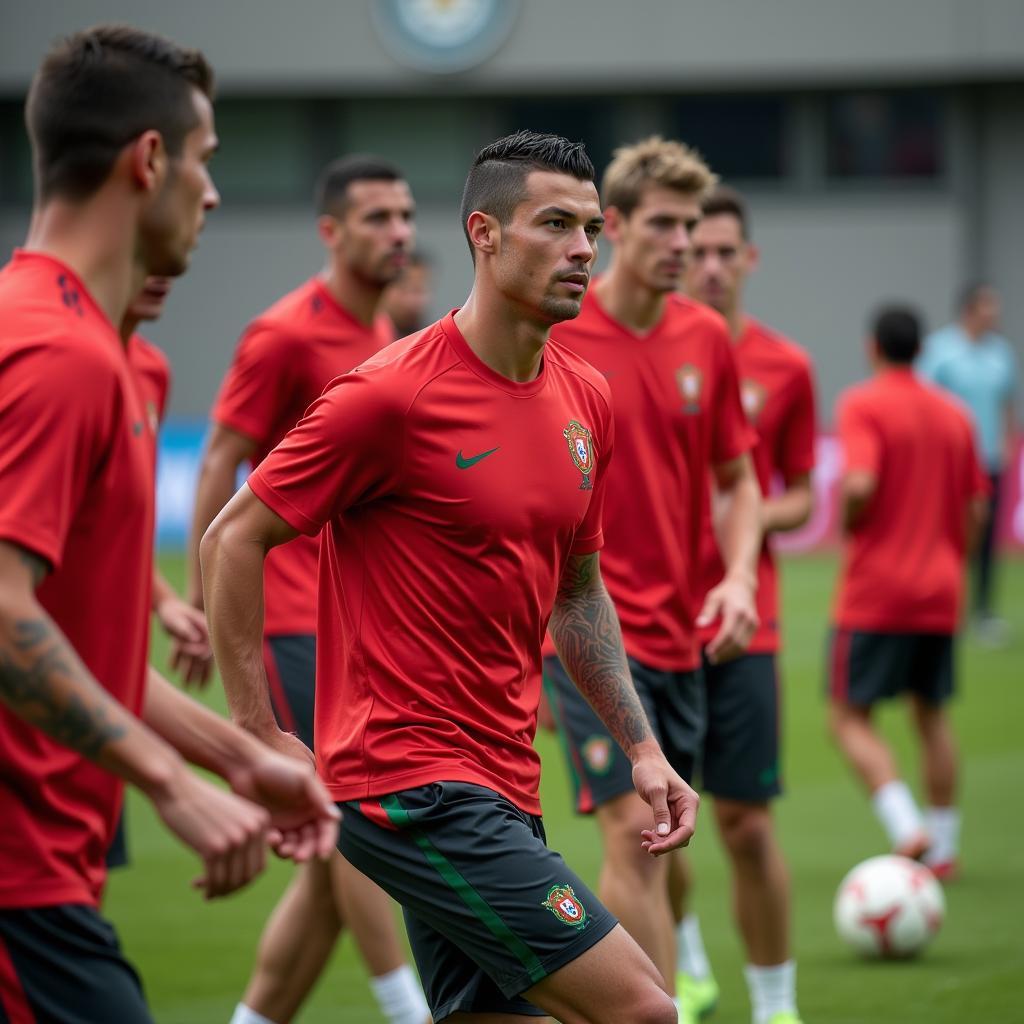 Cristiano Ronaldo tập luyện cùng đồng đội