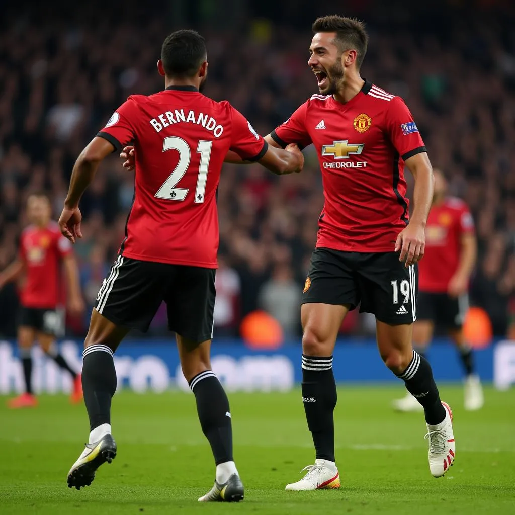 Bruno Fernandes ăn mừng bàn thắng quyết định mang về chiến thắng cho Man United.