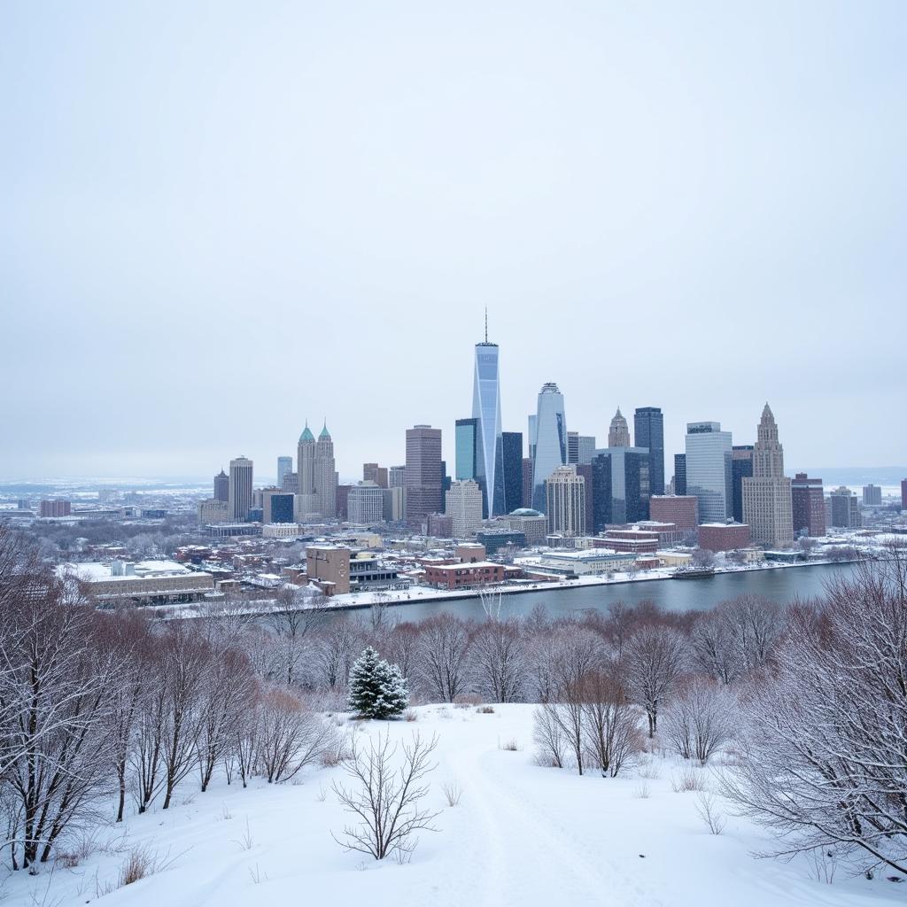 Buffalo cityscape in winter