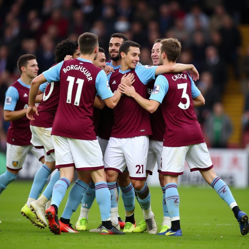 Cầu thủ Burnley U23 ăn mừng bàn thắng