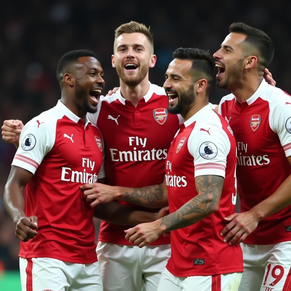 Các Cầu Thủ Arsenal Ăn Mừng Bàn Thắng