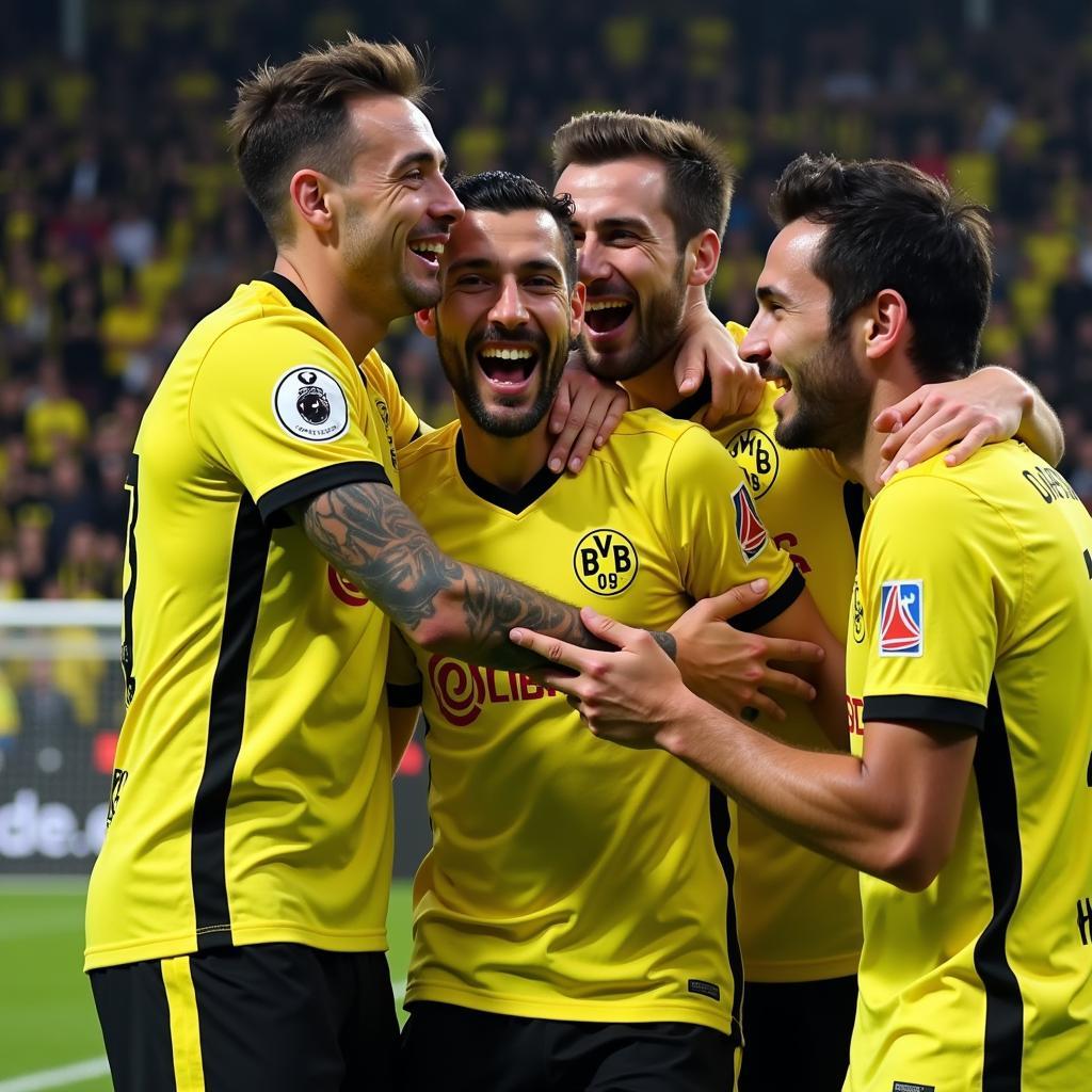 Cầu thủ Dortmund ăn mừng bàn thắng