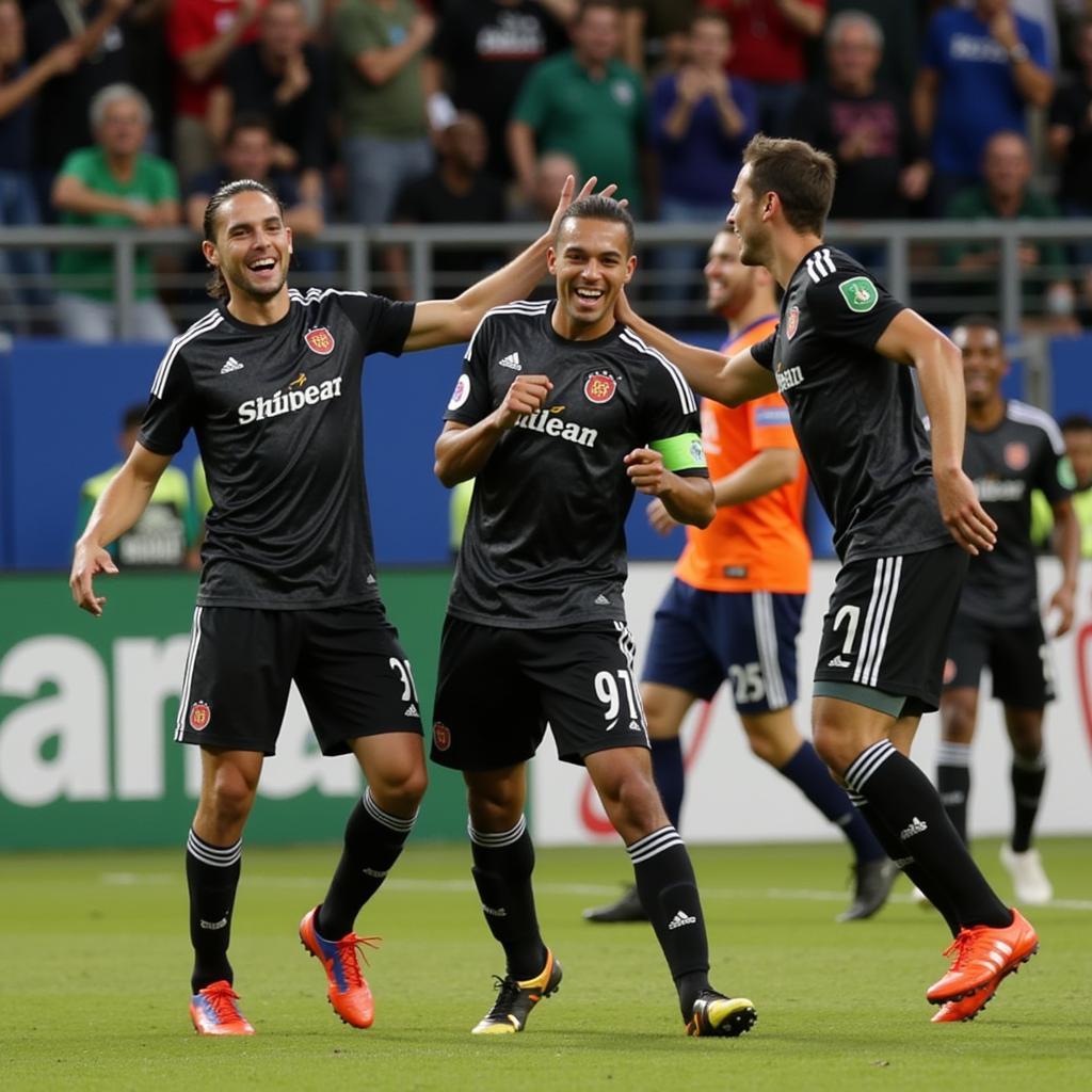 Các cầu thủ Philadelphia Union ăn mừng bàn thắng vào lưới Portland Timbers