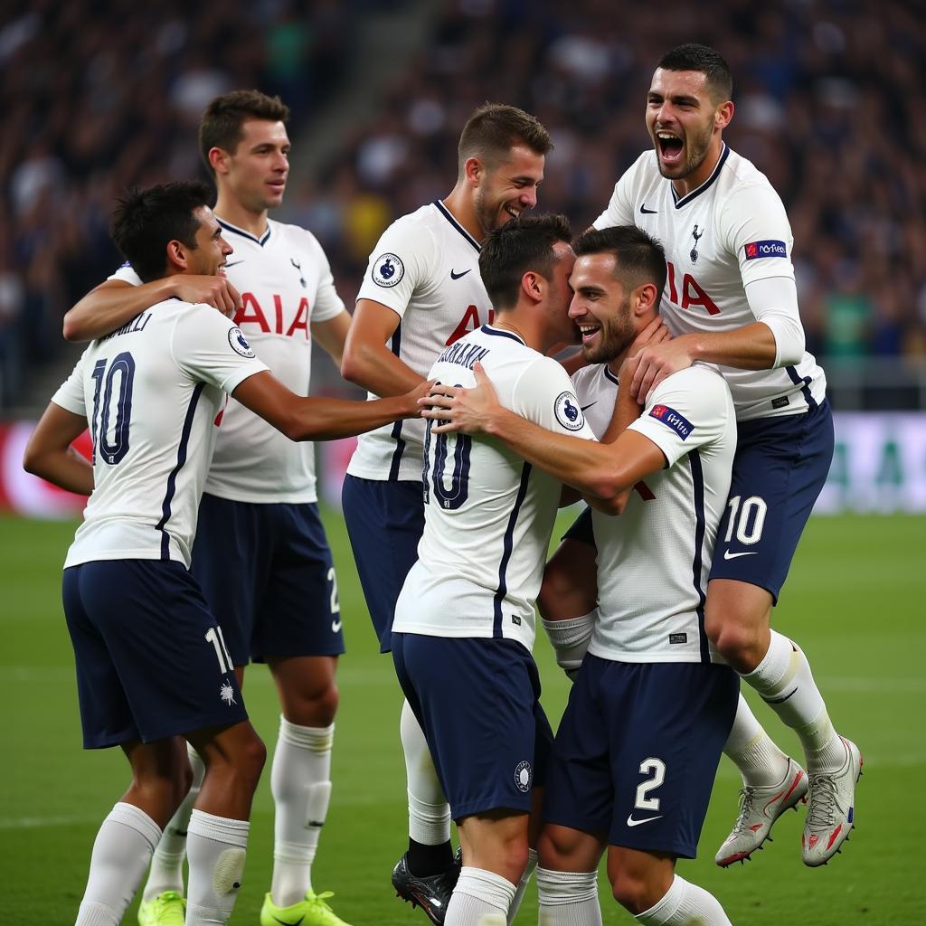 Các cầu thủ Tottenham ăn mừng giành vé vào chung kết