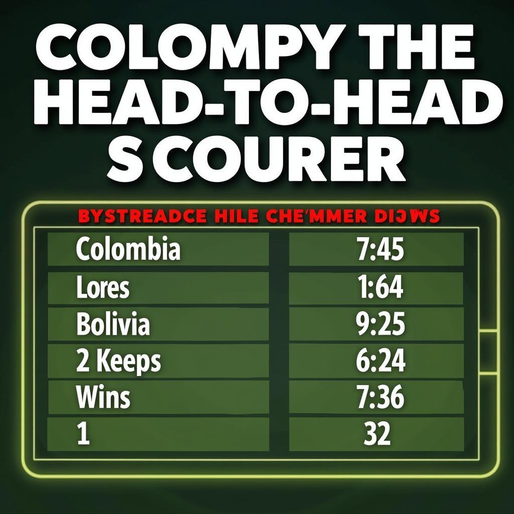 Các cuộc đối đầu Colombia vs Bolivia