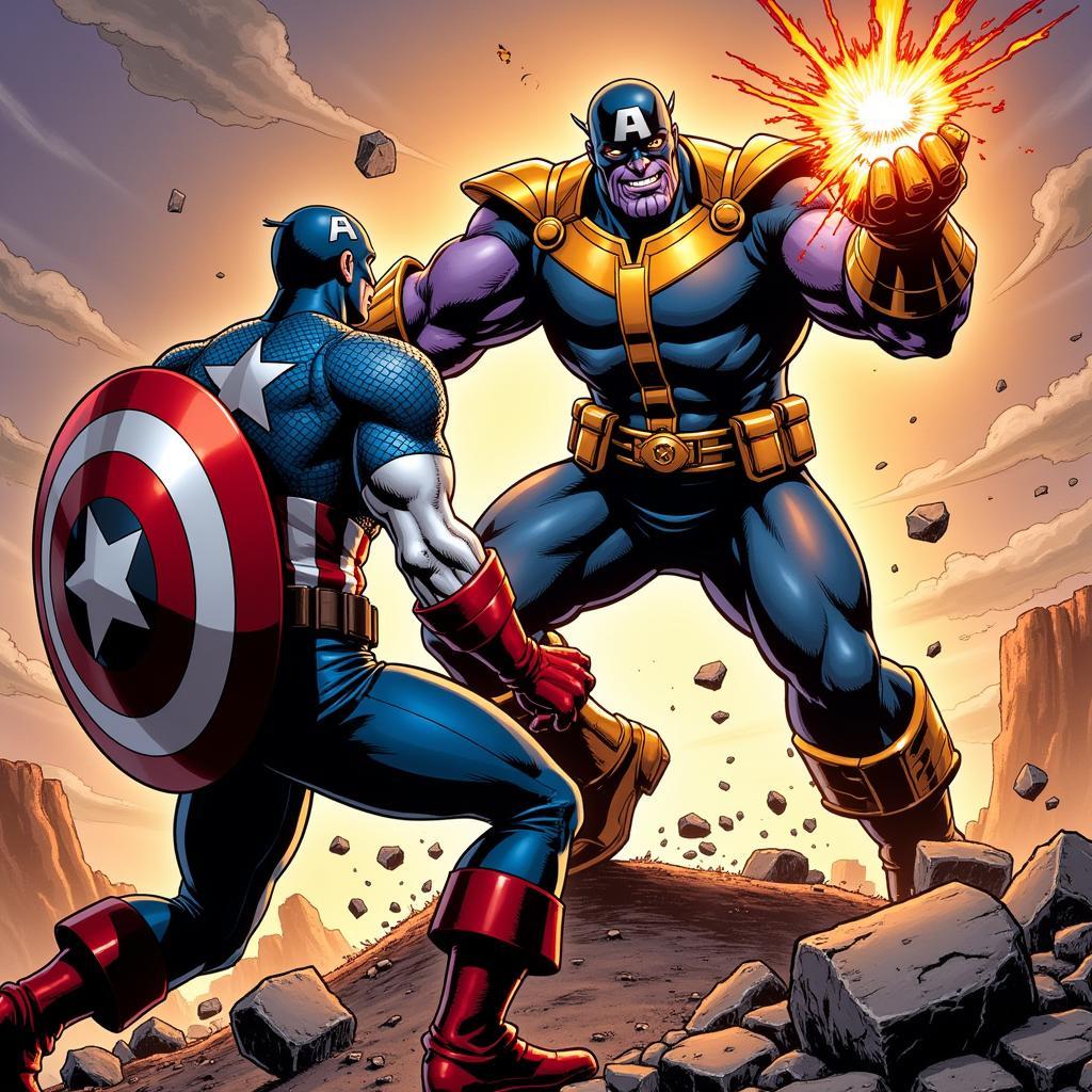 Captain America chiến đấu với Thanos trong Infinity War