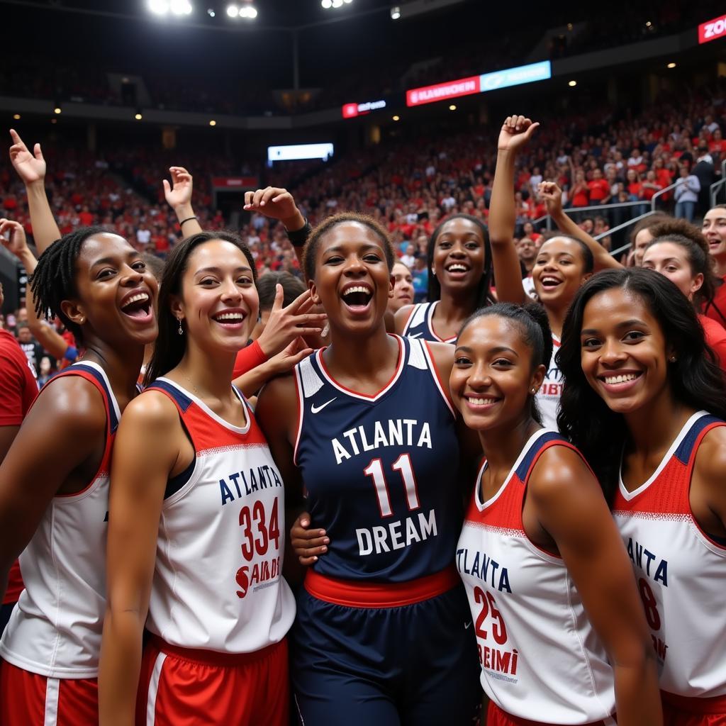 Cầu thủ Atlanta Dream ăn mừng chiến thắng