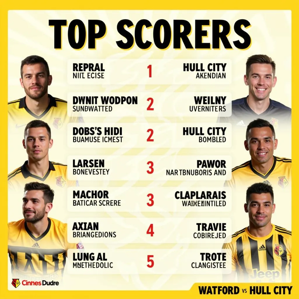 Cầu thủ ghi bàn hàng đầu trong các trận đấu giữa Watford và Hull City