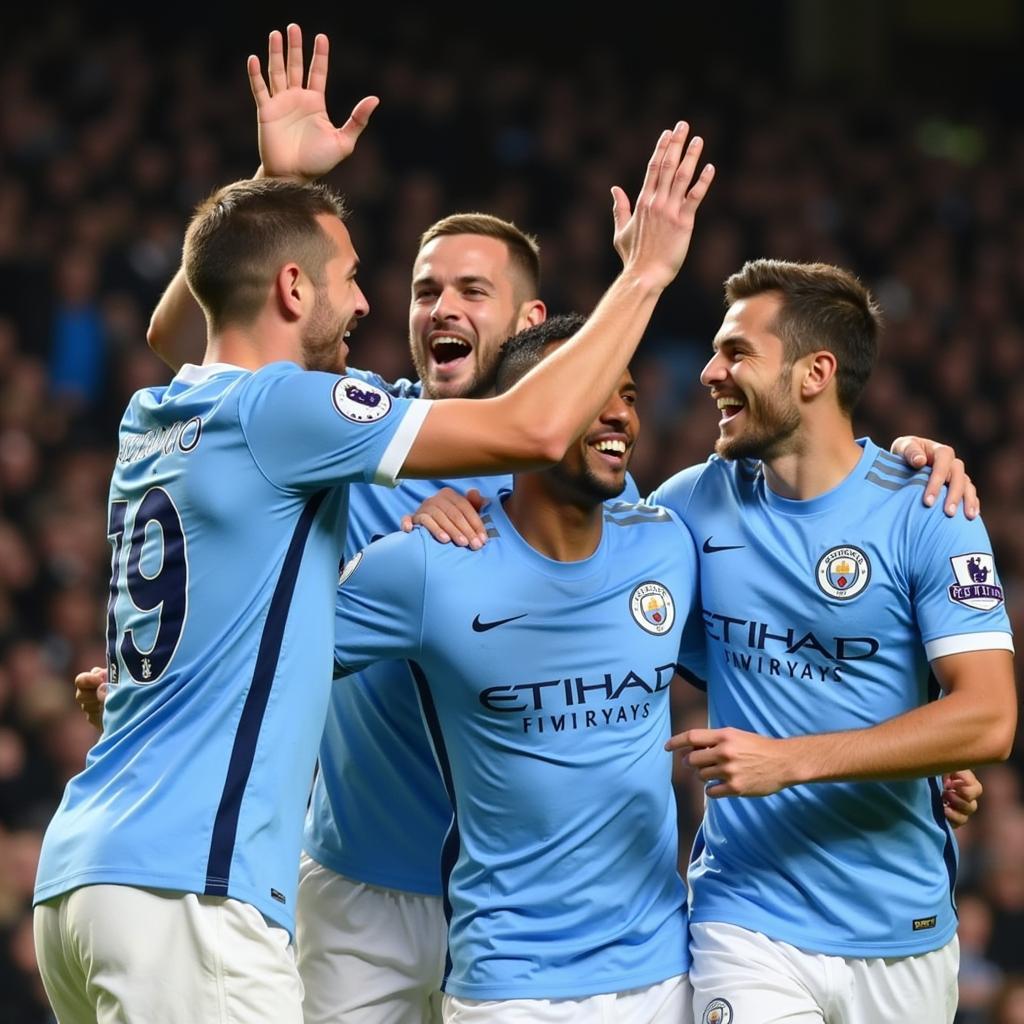 Cầu thủ Man City ăn mừng cuồng nhiệt