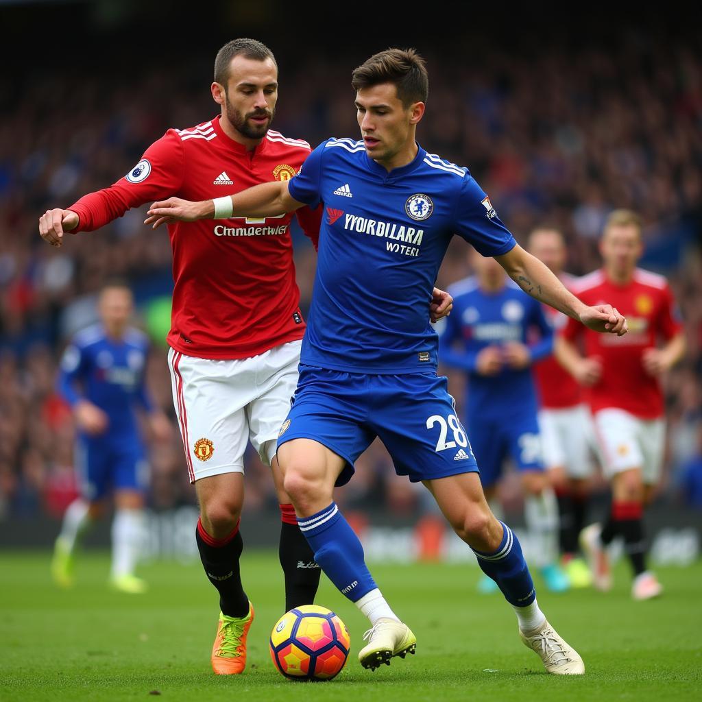 Cầu thủ MU và Chelsea tranh chấp quyết liệt