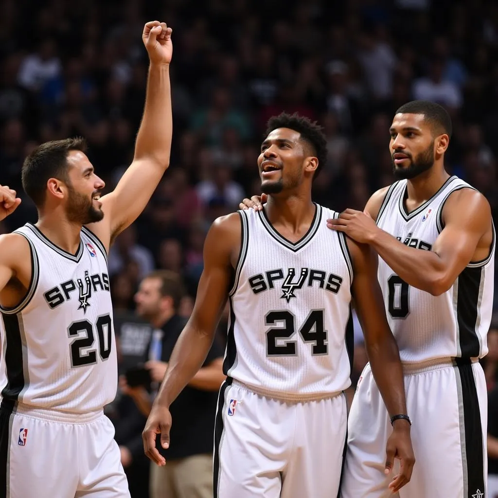 Các cầu thủ San Antonio Spurs ăn mừng chiến thắng