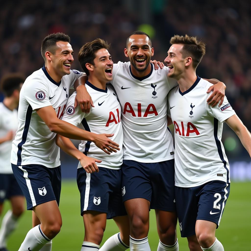 Cầu thủ Tottenham ăn mừng chiến thắng