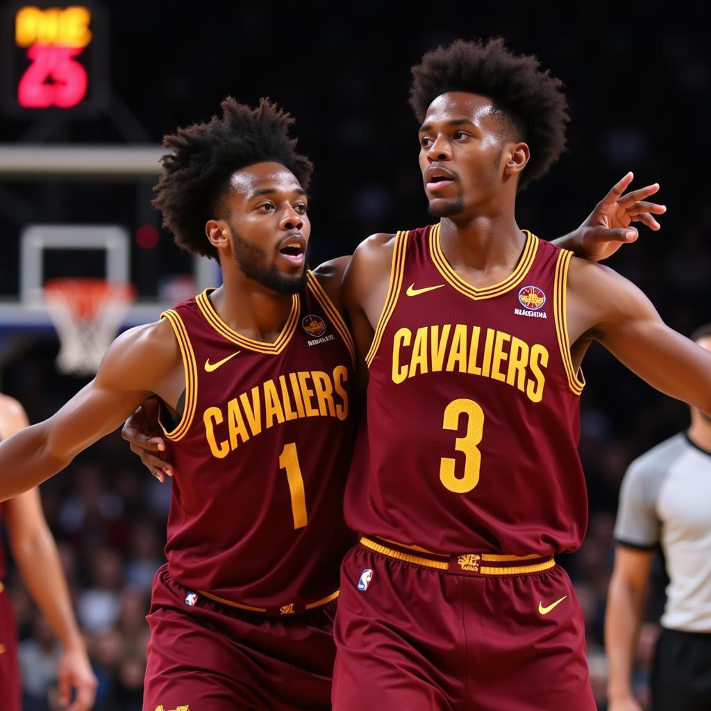 Jarrett Allen and Evan Mobley of the Cleveland Cavaliers