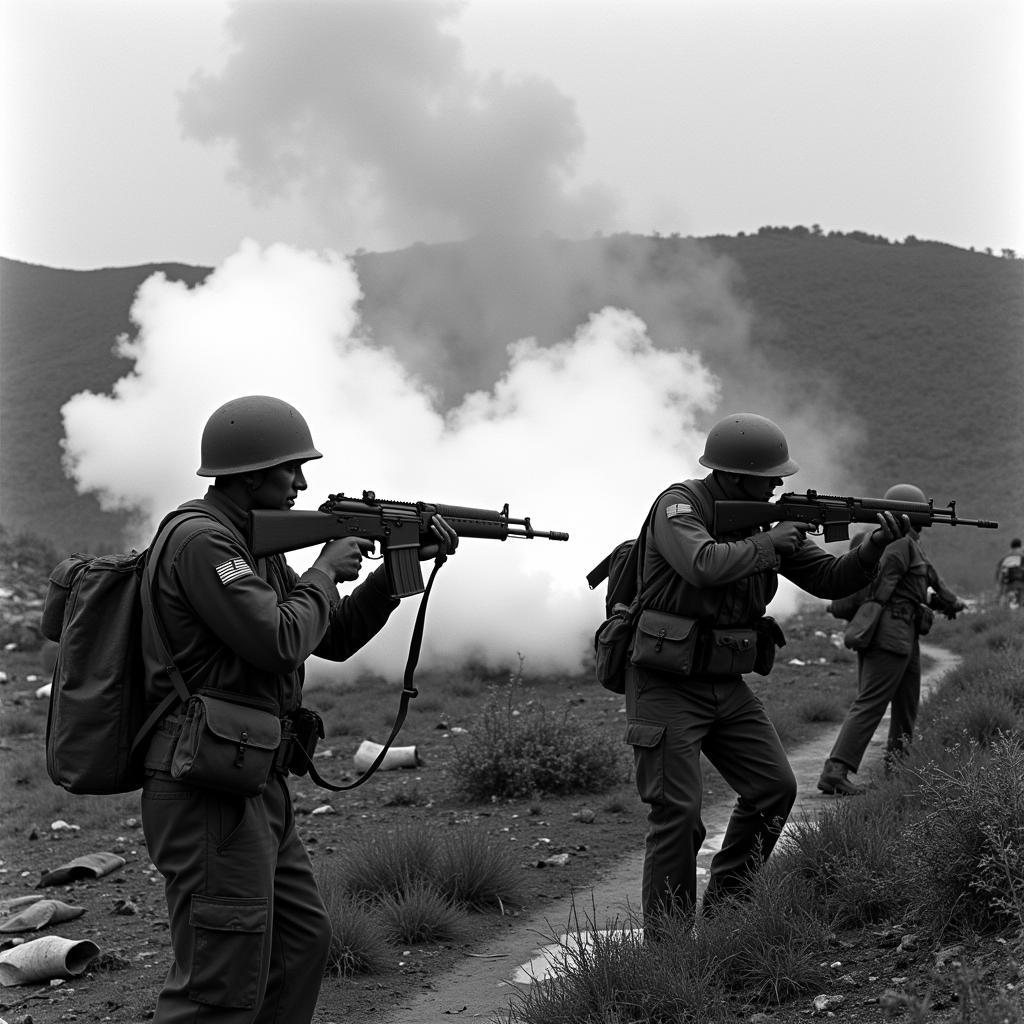 Vietnam War: US soldiers in a firefight