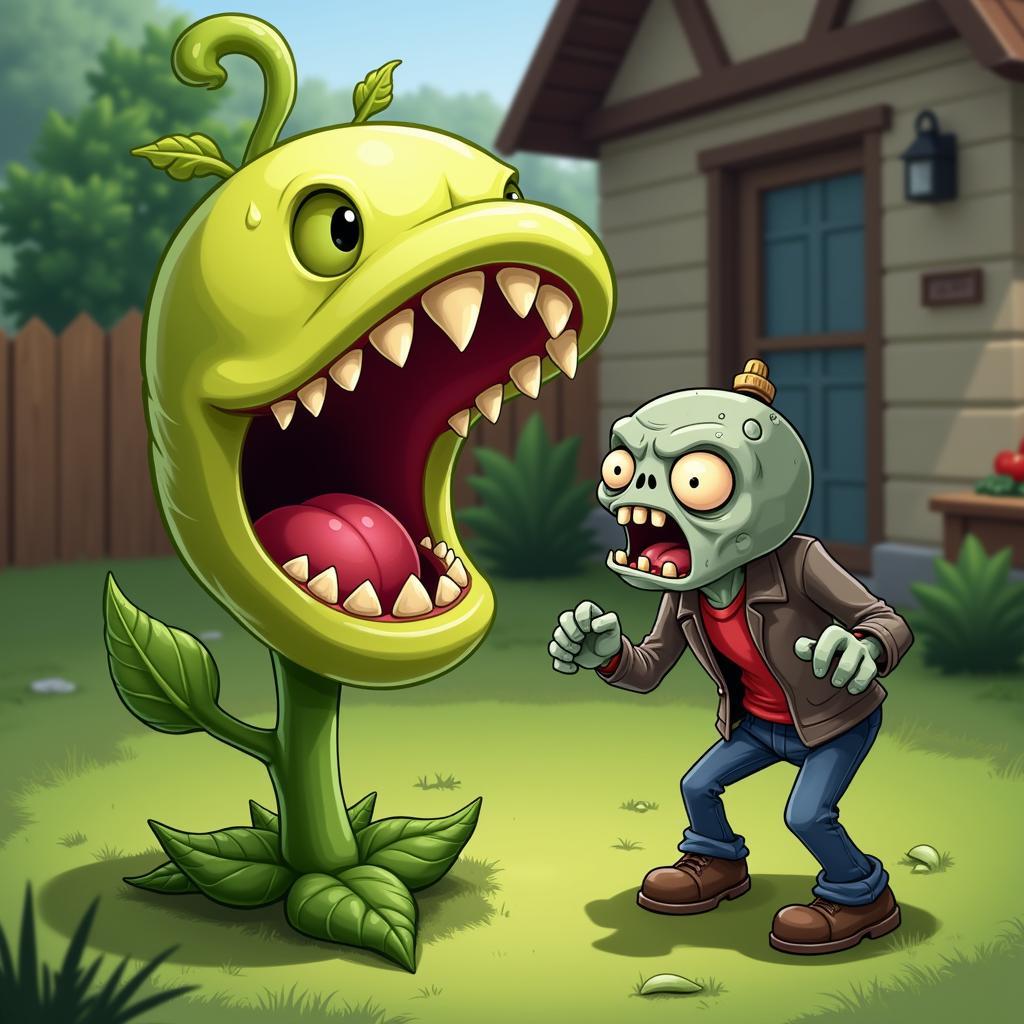 Cây Chomper nuốt chửng zombie