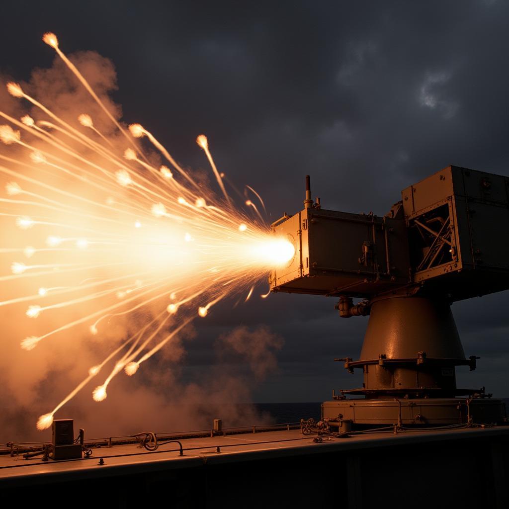 CIWS firing a barrage of rounds