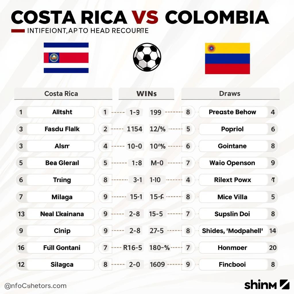 Lịch sử đối đầu Costa Rica vs Colombia