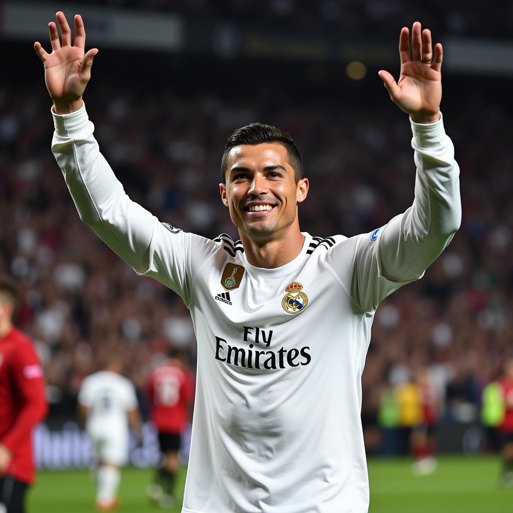 Cristiano Ronaldo celebrating a goal for Real Madrid