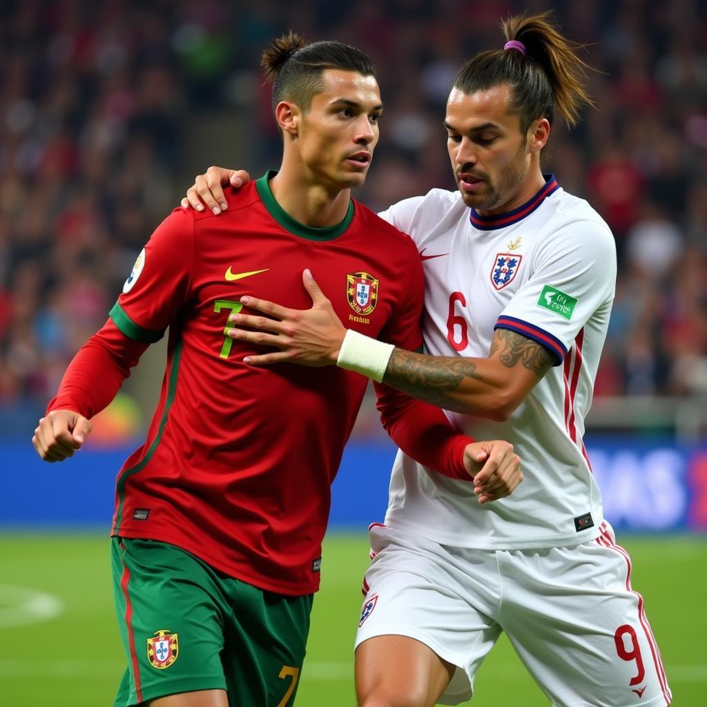 Cristiano Ronaldo và Van Dijk đối đầu