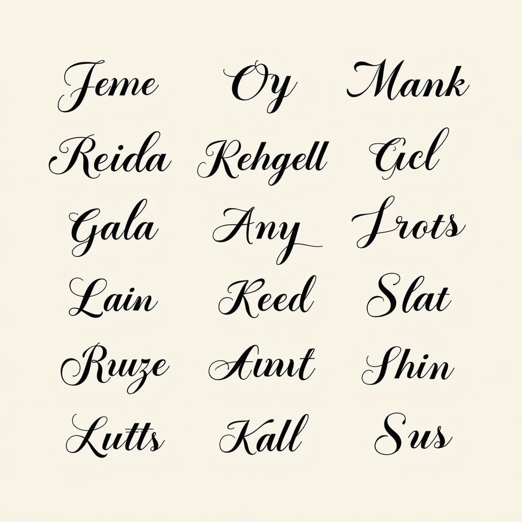 Ví dụ về font chữ Cursive Italic