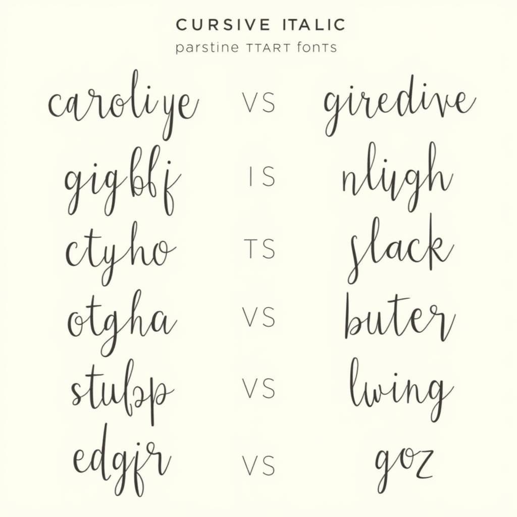 So sánh Cursive Italic và Stub