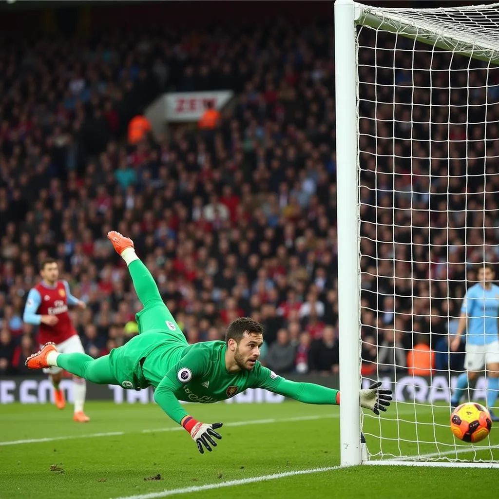 David de Gea bay người cứu thua ngoạn mục trước cú dứt điểm của Aston Villa