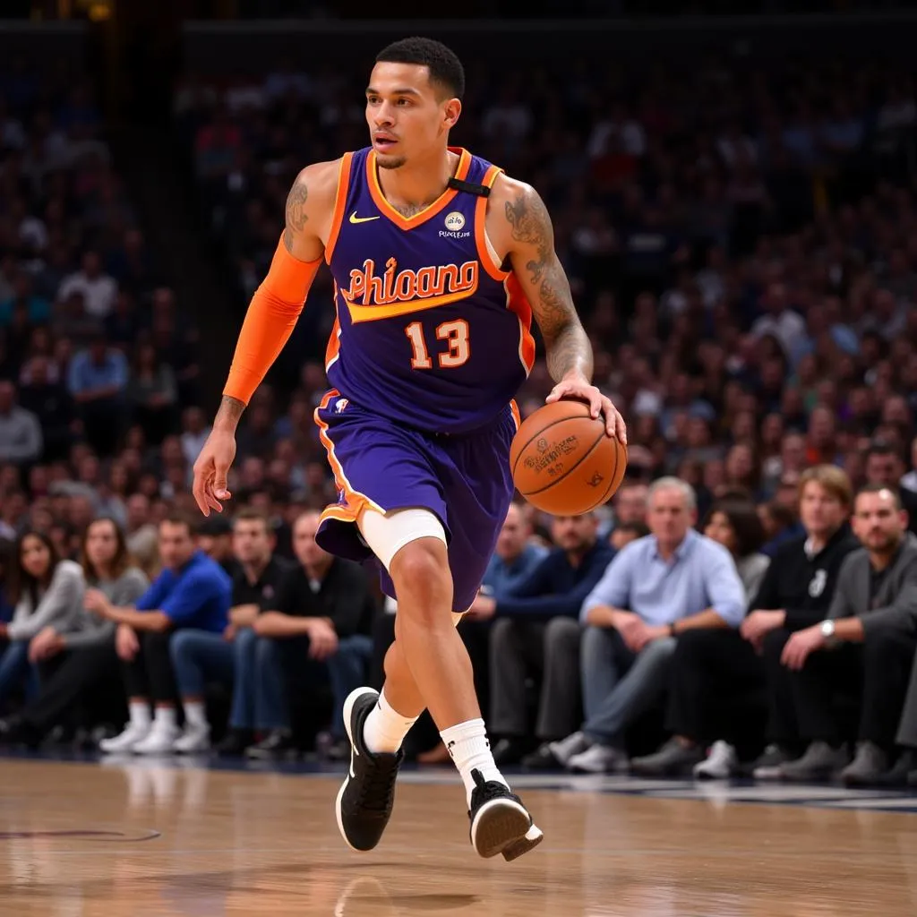 Devin Booker dẫn bóng trong màu áo Phoenix Suns