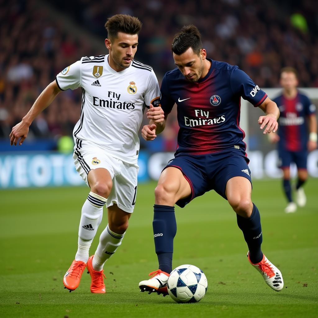 Di Maria trong màu áo PSG đối đầu Real Madrid