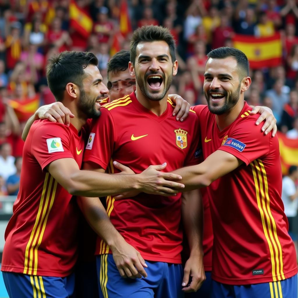 Diego Costa celebrates after scoring for Spain