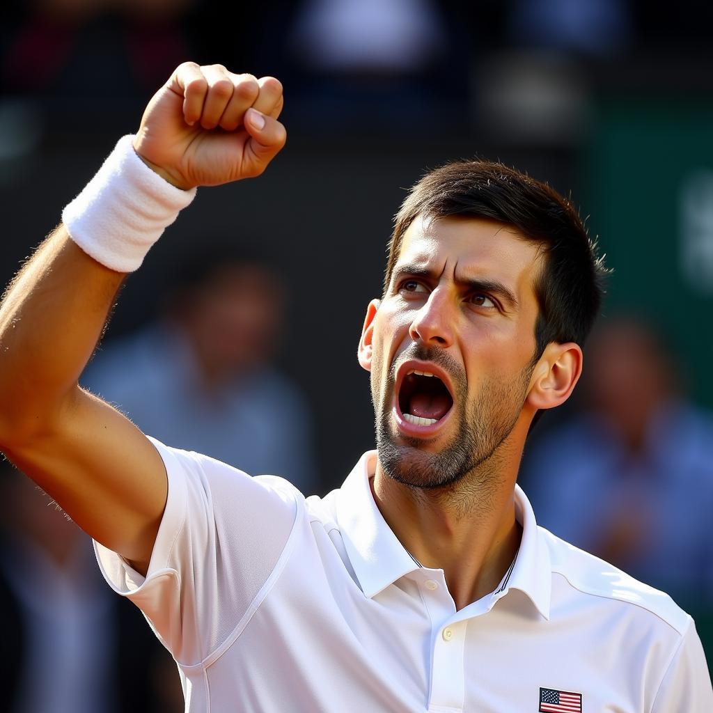 Djokovic celebrating victory